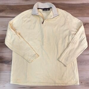 Tasso Elba Sweater Mens XL Yellow 1/4 Zip Long Sleeve Casual Pullover Cotton